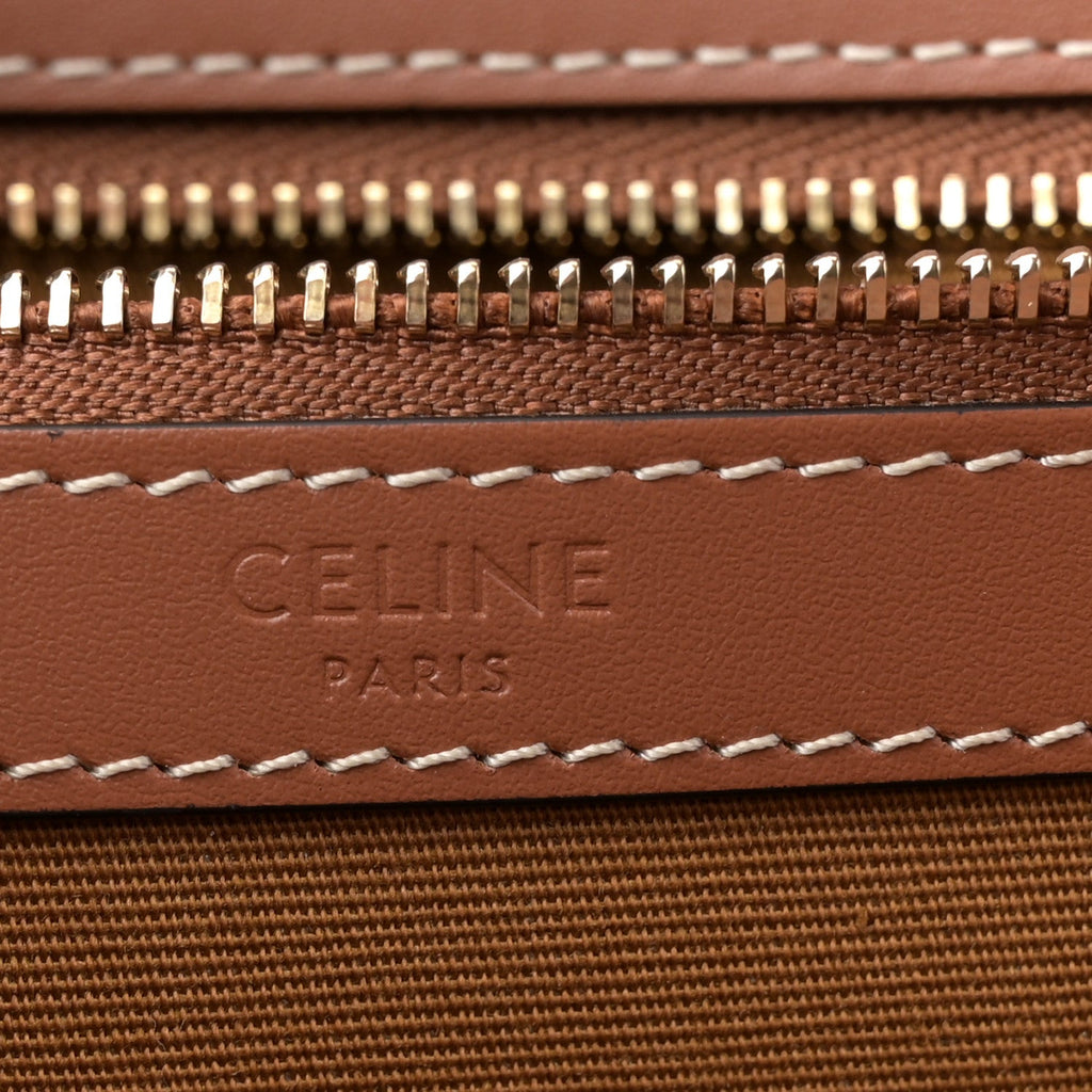 Triomphe Canvas Calfskin Medium Cabas Bag Tan