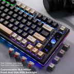 YZ75 75% Hot Swappable Wireless Gaming Mechanical Keyboard, RGB Backlights, BT5.0/2.4G/USB-C, Dye Sub PBT Keycaps for Linux/Win/Mac white-Gateron Black Switch