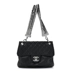 Lambskin Quilted Chain Mail Shoulder Bag Black