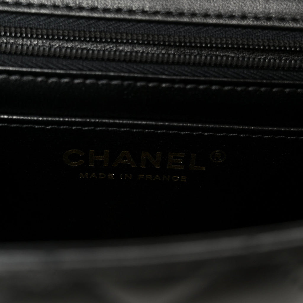 Lambskin Quilted Mini Rectangular Flap Black