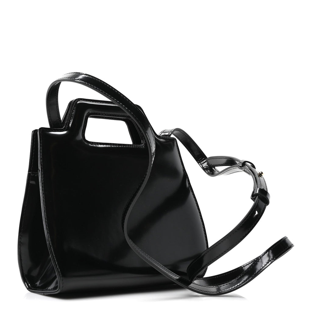 Brushed Calfskin Mini Wanda Top Handle Bag Black