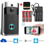 Smart Wireless WiFi Video Doorbell Phone Door Ring Intercom Security Camera Bell includes Doorbell+Battery+Charger+Chime