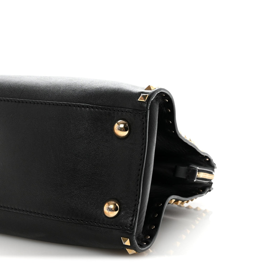 Vitello Rockstud Dome Shopper Black