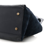 Calfskin Suede Small Monogram Downtown Cabas Navy Blue
