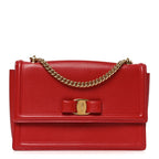 Printed Calfskin Ginny Shoulder Bag Red