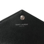 Grain De Poudre Matelasse Chevron Monogram Envelope Chain Wallet Black