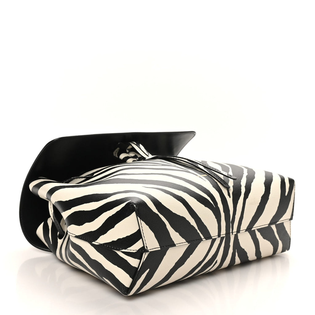 Saffiano Zebra Print Mini Lady Bag Black White
