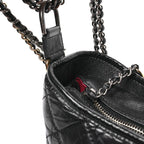 Aged Calfskin Quilted Large Gabrielle Hobo  Black