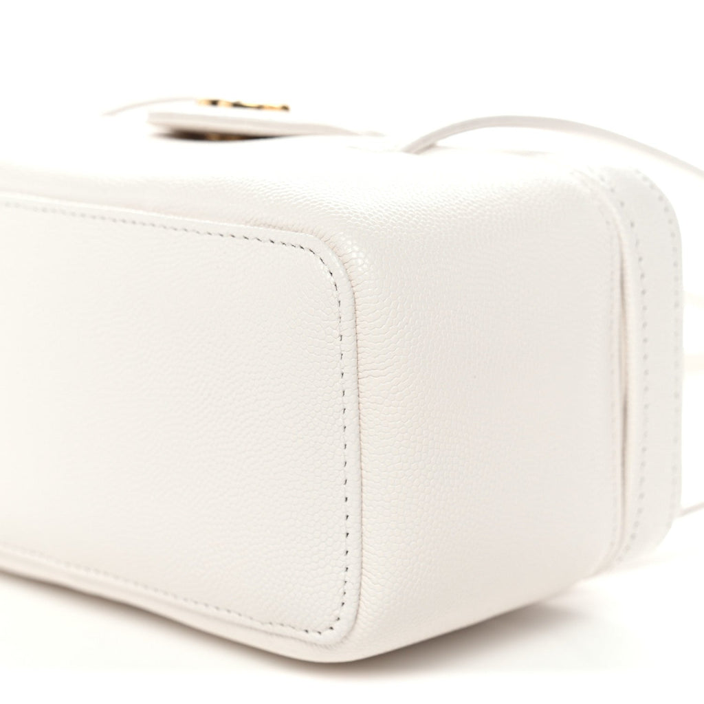 Shiny Caviar Preppy Coco Long Vanity With Strap White
