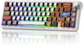 Mechanical Keyboard Wireless with Knob, White Gaming Keyboard 4000mAh Battery, Tri Mode USB-C/BT5.0/2.4G Gasket Mounted Custom Key Board RGB Hot Swappable with Anime keycaps-Linear