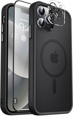 Entronix Bundle Compatible with iPhone 16 Pro - [Magnetic] Translucent Matte Case, 1 Screen Protector & 1 Camera Lens Protector