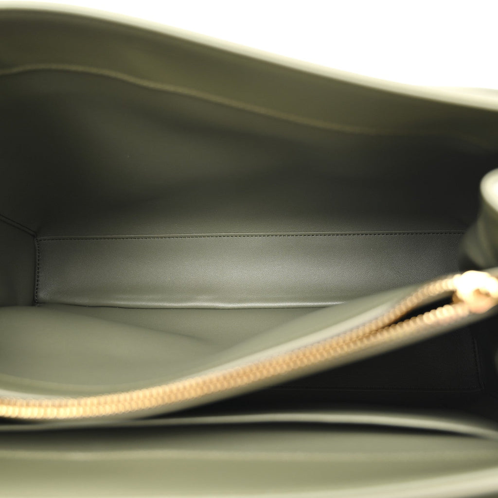 Satinated Calfskin Medium 16 Top Handle Bag Sage