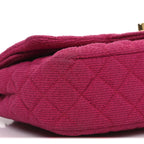 Tweed Quilted Medium Double Flap Fuchsia