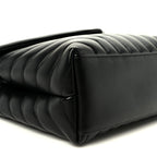 Calfskin Y Quilted Monogram Medium Loulou Chain Satchel Black