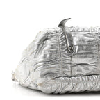 Metallic Nappa Gaufre Messenger Tote Argento