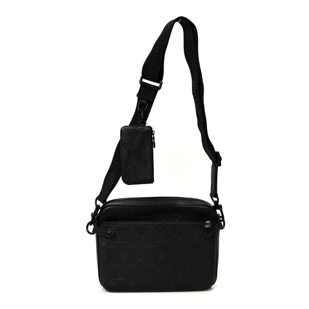 Calfskin Monogram Shadow Trio Messenger Black