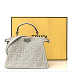 Iridescent Crystal Vitello Laminato Suede FF Petite Peekaboo I SEE U Satchel Cappuccino