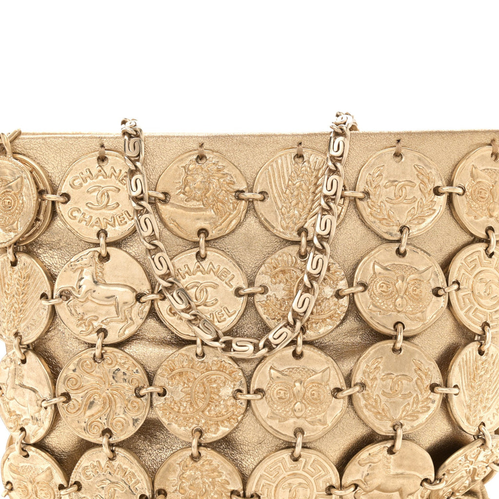 Metallic Calfskin Medallion Shoulder Bag Gold