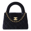 Velvet Quilted Nano Kelly Shopper Navy