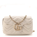 Lambskin Matelasse Mini GG Marmont Shoulder Bag White