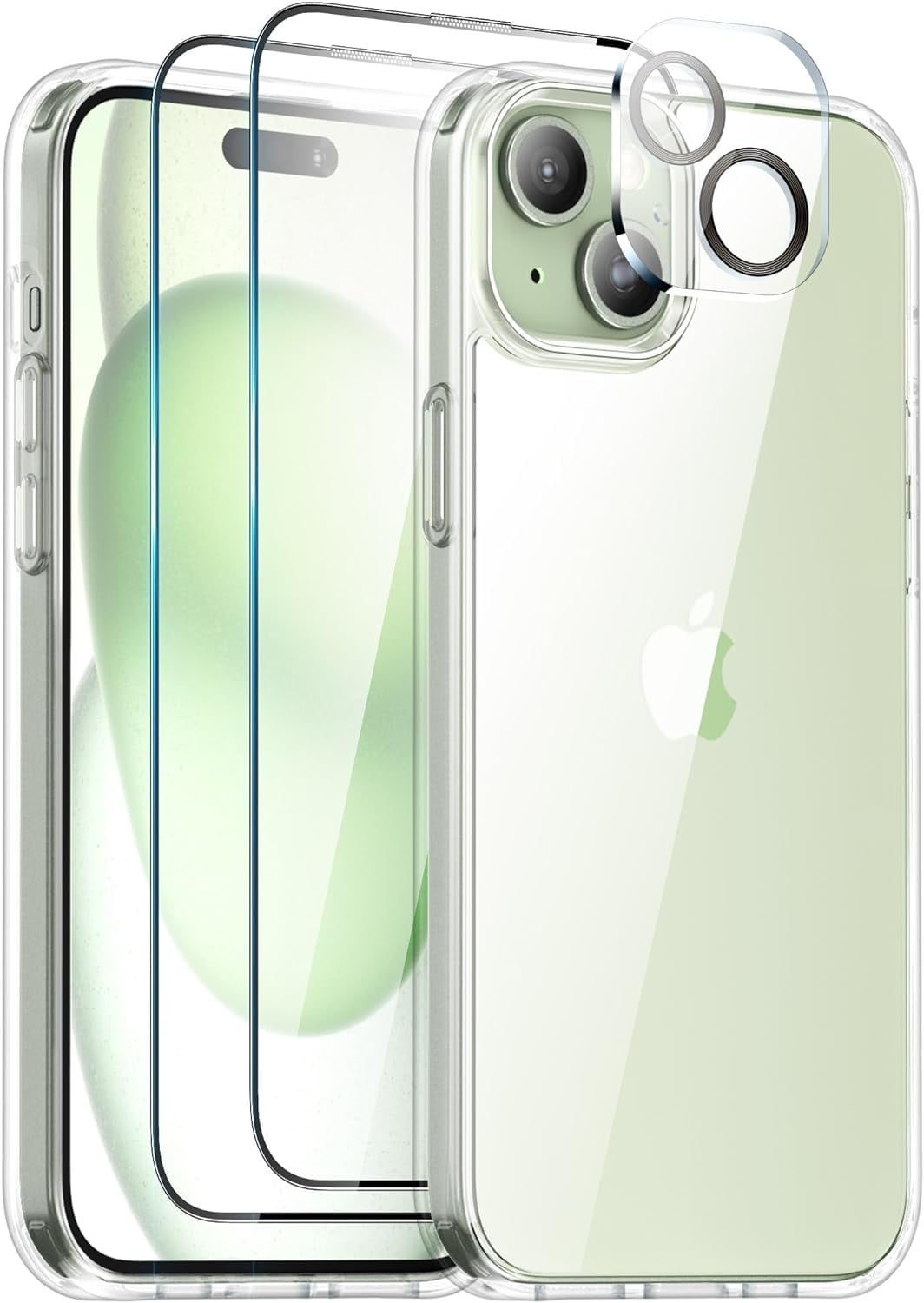 Entronix Bundle Compatible with iPhone 15 Plus - [Hard] Clear Case, 2 Clear Screen Protector & 1 Camera Lens Protector
