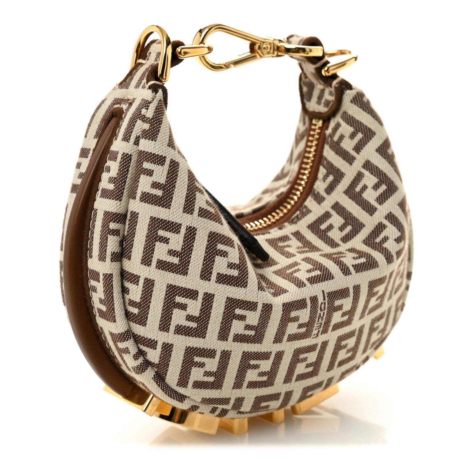 Fabric Jacquard FF 1974 Nano Fendigraphy Hobo Charm Beige