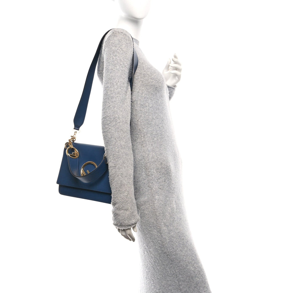 Vitello Century Opaco F is Fendi Kan I Shoulder Bag Blu Scuro
