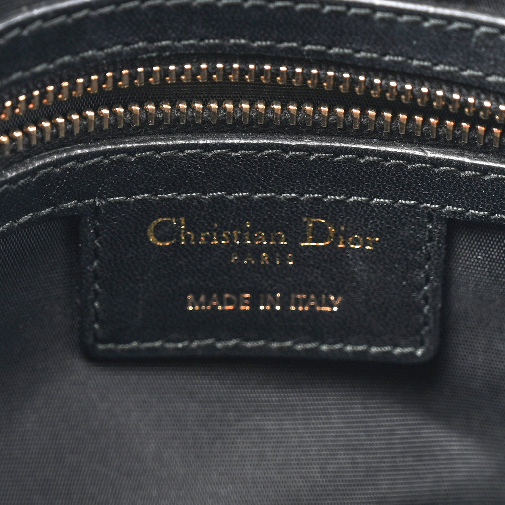Lambskin Cannage Side Pocket Satchel Black