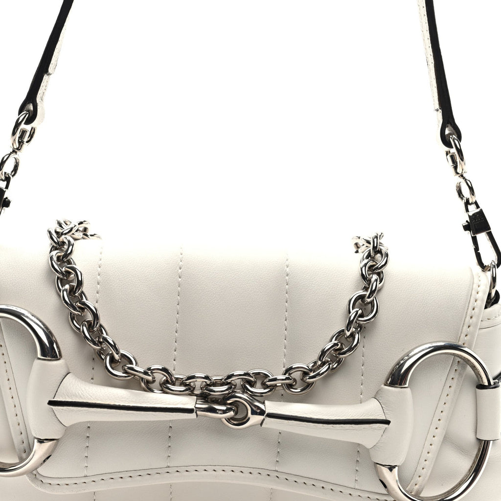 Nappa Vertical Matelasse Small Maxi Horsebit Chain Shoulder Bag Great White