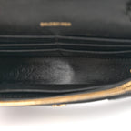 Shiny Calfskin Crocodile Embossed Hourglass Chain Bag Black
