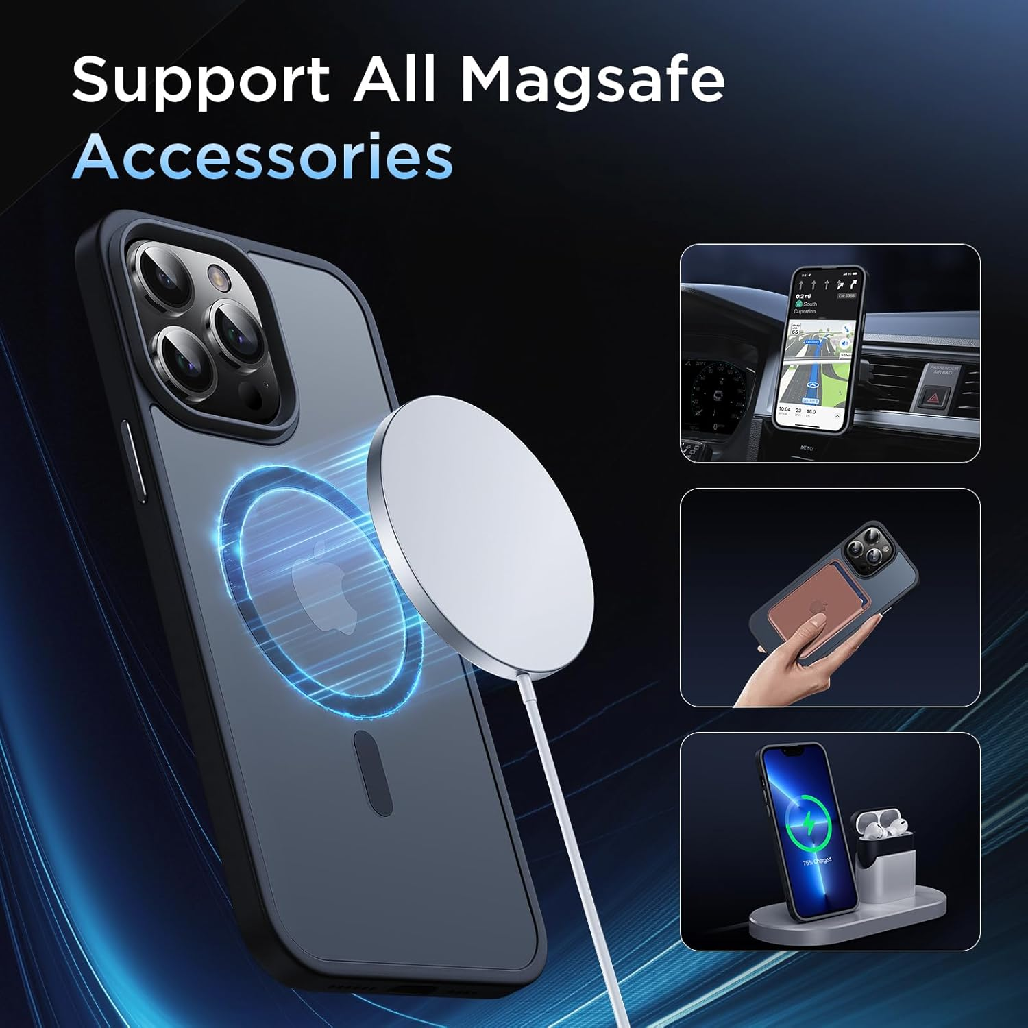 Entronix [Magnetic] Case Compatible with iPhone 13 Pro Max - Translucent Frosted Matte
