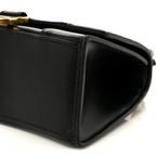 Shiny Box Calfskin Hourglass Top Handle Bag XS Black