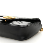 Calfskin Matelasse Super Mini GG Marmont Shoulder Bag Black