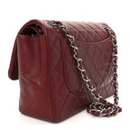 Caviar Quilted Jumbo Double Flap Dark Red