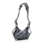 Bleached Denim BB Monogram Le Cagole Shoulder Bag XS Blue