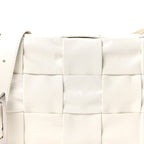 Patent Maxi Intrecciato Cassette Crossbody Bag White