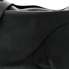Grained Calfskin Saddle Soft Bag Black