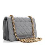 Caflskin Quilted Dual Handle Chain Flap Bag Grey