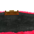 Shearling Nappa Mini Be Baguette Shoulder Bag Fuxia Black