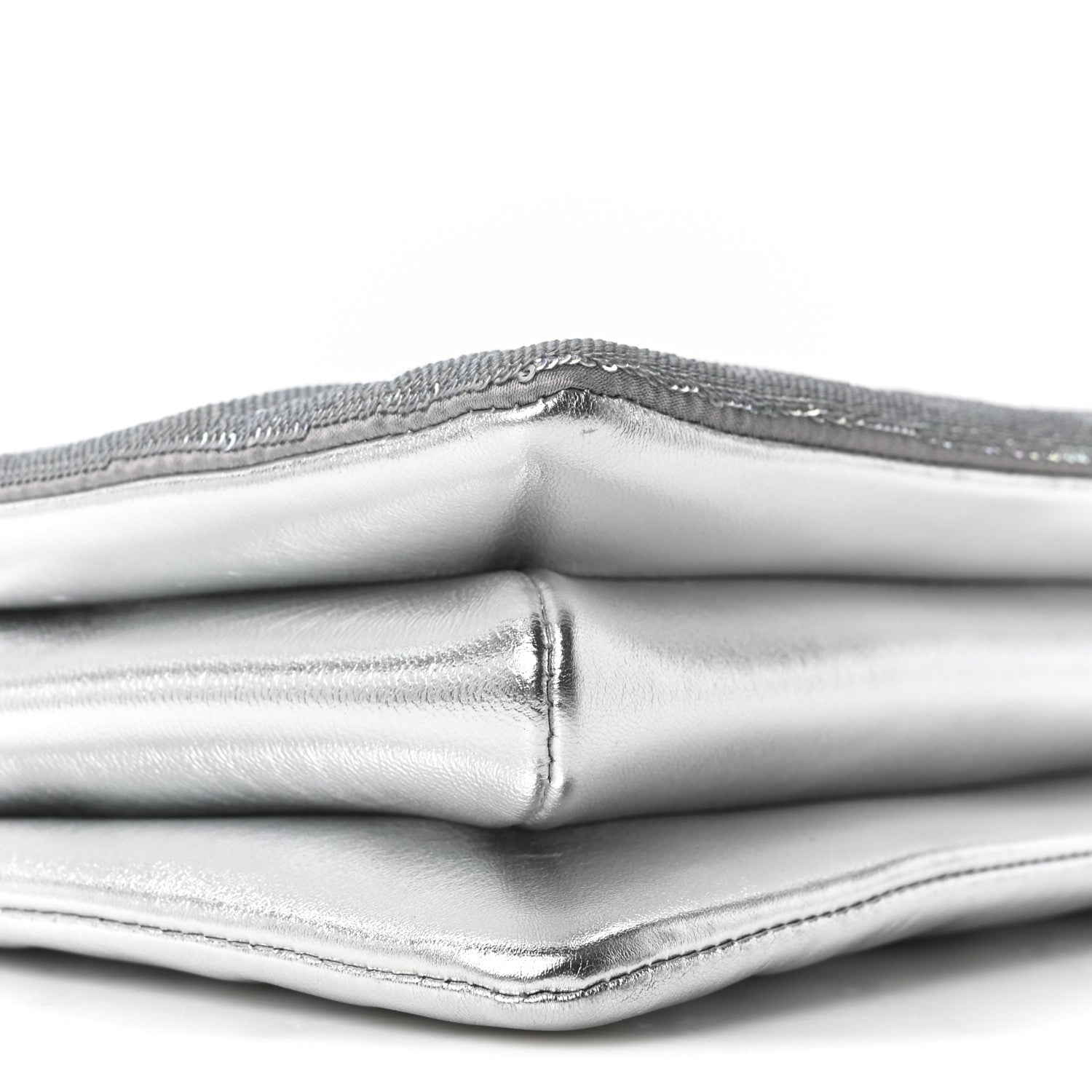 Satin Sequin Embroidered Monogram Coussin BB Silver