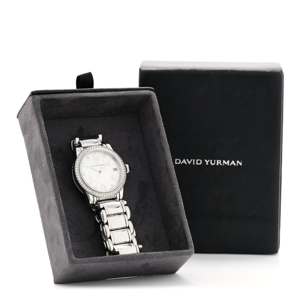 Stainless Steel Diamond Bezel Mother of Pearl 34mm Classic Quartz Watch