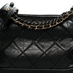 Aged Calfskin Quilted Small Gabrielle Hobo Black