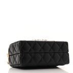 Lambskin Quilted Pearl CC Vanity Case Black