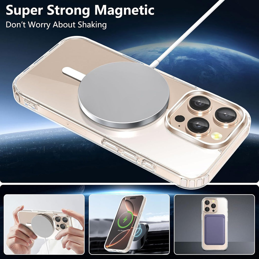 Entronix Bundle Compatible with iPhone 16 Pro Max - [Magnetic] Clear Case, 2 Clear Screen Protectors & 2 Camera Lens Protectors