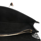 Pebbled Calfskin Rockstud Flip Lock Shoulder Bag Black
