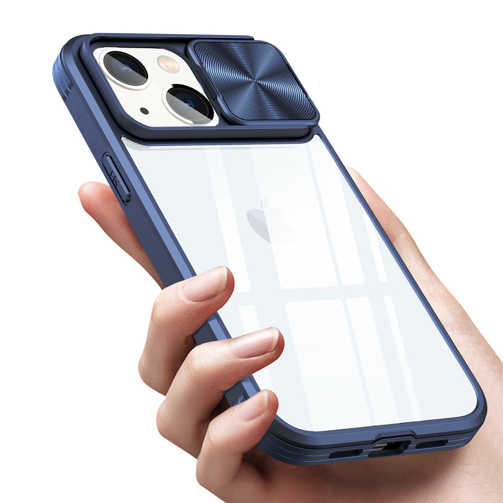 Full Protection With Mobile Phone Protective Film Slide Camera Lens Phone Case For Iphone 14 In Navy