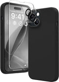 Entronix Bundle Compatible with iPhone 15 Plus - Liquid Silicone Case, 1 Clear Screen Protector & 1 Camera Lens Protector