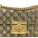 GG Supreme Monogram Bees Small Padlock Shoulder Bag Black
