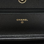 Caviar Quilted Wallet on Chain WOC Black