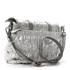 Metallic Nappa Gaufre Messenger Tote Argento